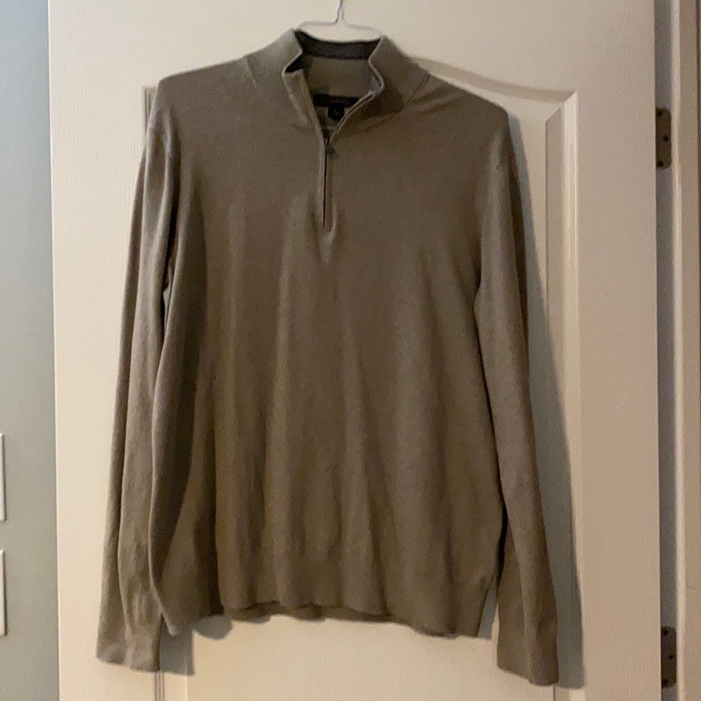 Tan Banana Republic premium cotton cashmere half zip sweater, size large.